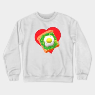 Avocado Toast Lovers Toast with Egg on a Bright Red Heart. (White Background) Crewneck Sweatshirt